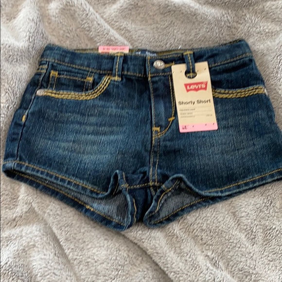 Levi’s Shorty Shirt Dark Blue Denim Shorts Girls - Picture 4 of 5